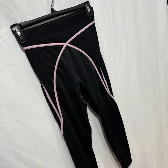 Savage X Fenty Leggings S Black Pink Contrast Stitch High Waist Athleisure Yoga - Picture 3 of 11